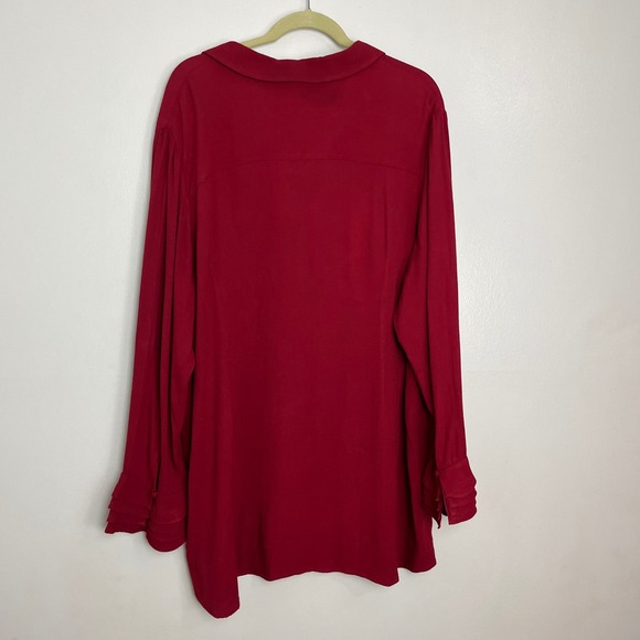Soft Surroundings Red Sonnet Button Front‎ Ruffled Sleeve Tunic Poet Blouse 2X - Picture 4 of 7